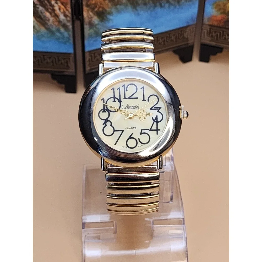 COLLEZIO Mother of Pearl Dial Gold Tone Watch‎ Expansion Band FREE $HIPPING!!